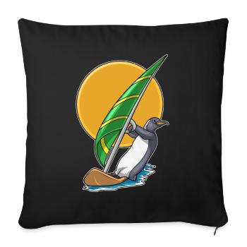 Pinguin Windsurfen Surfbrett Sommer - Sofakissenbezug 45 x 45 cm - Schwarz - Vorne
