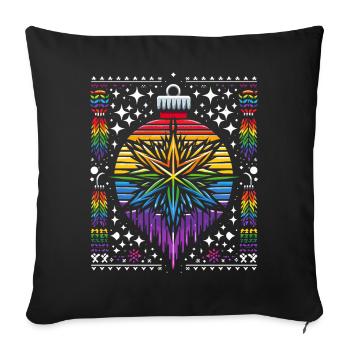 Ornement de Noël Tricot Motif Arc-en-ciel LGBTQ+ - Housse de coussin décorative 45 x 45 cm - noir - Devant