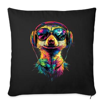 Lunettes de soleil suricate coloré mignon suricate - Housse de coussin décorative 45 x 45 cm - noir - Devant
