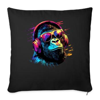 DJ Monkey Headphones Sunglasses Music Party Monkey - Sofa pillowcase 17,3'' x 17,3'' (45 x 45 cm) - black - Front