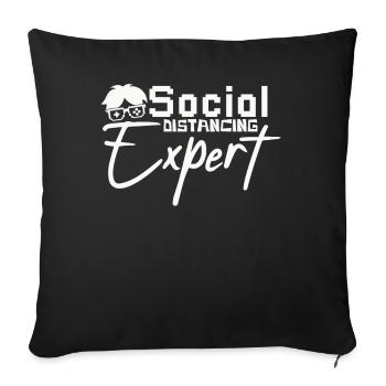 Expert in Social Distancing – Gamer Humor - Sofa pillowcase 17,3'' x 17,3'' (45 x 45 cm) - black - Front