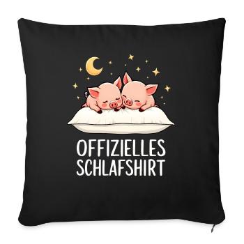 Official Sleep Shirt Pigs Pig Pair - Sofa pillowcase 17,3'' x 17,3'' (45 x 45 cm) - black - Front