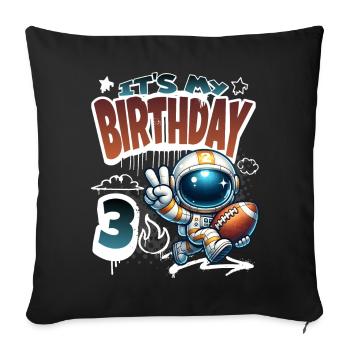 Astronaute 3e anniversaire Football - Housse de coussin décorative 45 x 45 cm - noir - Devant