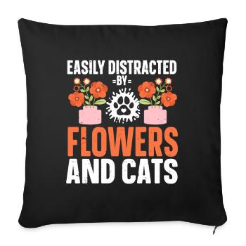 Fleuriste Fleur Florale Fleuristerie - Housse de coussin décorative 45 x 45 cm - noir - Devant