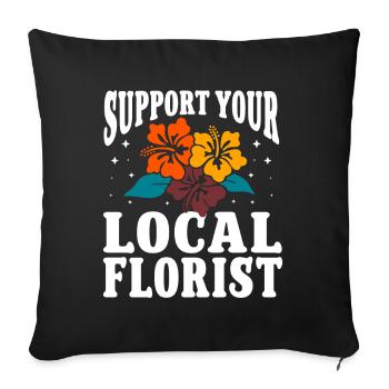Fleuriste Fleur Florale Fleuristerie - Housse de coussin décorative 45 x 45 cm - noir - Devant