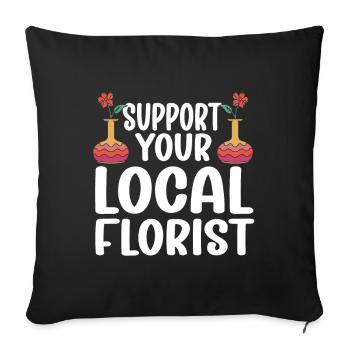 Fleuriste Fleur Florale Fleuristerie - Housse de coussin décorative 45 x 45 cm - noir - Devant