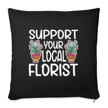 Fleuriste Fleur Florale Fleuristerie - Housse de coussin décorative 45 x 45 cm - noir - Devant