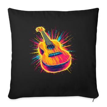Ukulele Retrowave - Sofakissenbezug 45 x 45 cm - Schwarz - Vorne