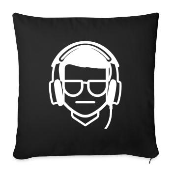 Dessin de geek de jeu - Housse de coussin décorative 45 x 45 cm - noir - Devant