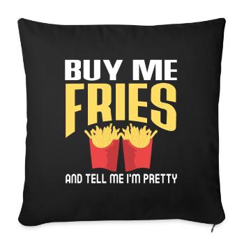 French Fries Food Pun Potato - Sofa pillowcase 17,3'' x 17,3'' (45 x 45 cm) - black - Front