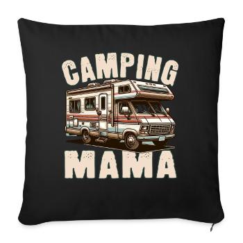 Camping Mama - Sofakissenbezug 45 x 45 cm - Schwarz - Vorne