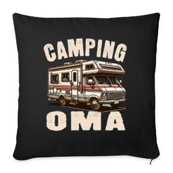 Camping Oma - Sofakissenbezug 45 x 45 cm - Schwarz - Vorne