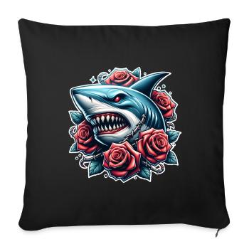 Shark Roses - Sofa pillowcase 17,3'' x 17,3'' (45 x 45 cm) - black - Front