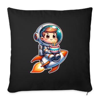 Astronaut Birthday Rocket - Sofa pillowcase 17,3'' x 17,3'' (45 x 45 cm) - black - Front