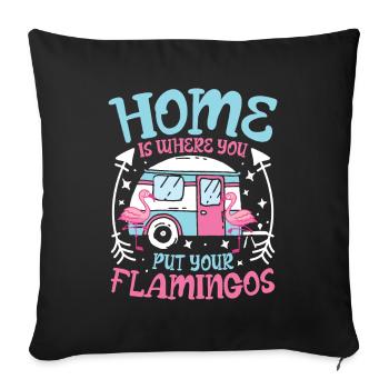home is where you put your flamingos - Sofakissenbezug 45 x 45 cm - Schwarz - Vorne