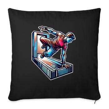 Parkour - Sofakissenbezug 45 x 45 cm - Schwarz - Vorne