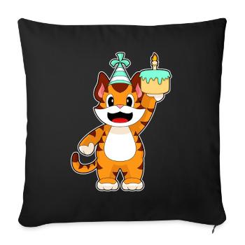 Gâteau d’anniversaire Tiger - Housse de coussin décorative 45 x 45 cm - noir - Devant