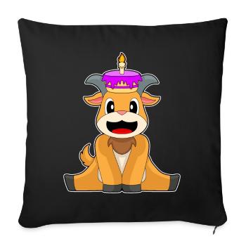 Gâteau d’anniversaire de chèvre - Housse de coussin décorative 45 x 45 cm - noir - Devant