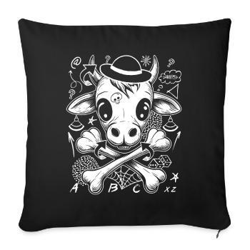 Comic Cow Skull T-Shirt for Urban Fashion - Sofa pillowcase 17,3'' x 17,3'' (45 x 45 cm) - black - Front