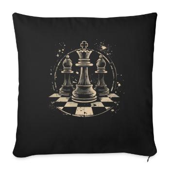 Chess Pieces Drawing - Sofa pillowcase 17,3'' x 17,3'' (45 x 45 cm) - black - Front