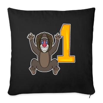Number 1 Number One - Monkey Motif - Sofa pillowcase 17,3'' x 17,3'' (45 x 45 cm) - black - Front