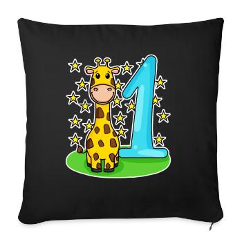Number 1 Number One - Giraffe Motif - Sofa pillowcase 17,3'' x 17,3'' (45 x 45 cm) - black - Front