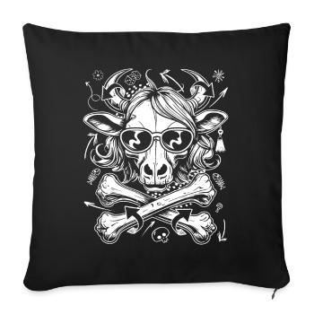 Chemise Crâne de vache graffiti avec crinière sauvage - Housse de coussin décorative 45 x 45 cm - noir - Devant