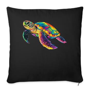 Turtle Colorful Popart Reptile Cute Turtles - Sofa pillowcase 17,3'' x 17,3'' (45 x 45 cm) - black - Front