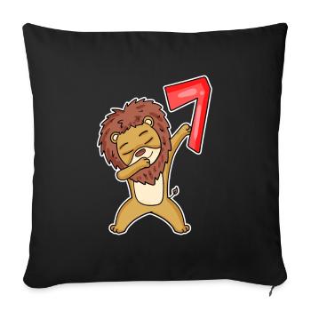 Motif Lion 7ème Anniversaire - 7 ans - Housse de coussin décorative 45 x 45 cm - noir - Devant