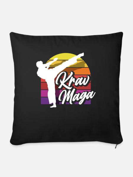 Krav Maga Retro - Sofakissenbezug 45 x 45 cm - Schwarz