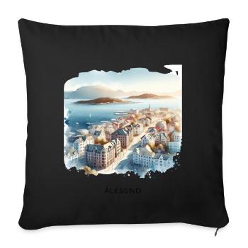 Ålesund City View Scandinavia Norway Summer - Sofa pillowcase 17,3'' x 17,3'' (45 x 45 cm) - black - Front