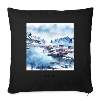 Pure Lofoten Winter Scandinavia Norway - Sofa pillowcase 17,3'' x 17,3'' (45 x 45 cm) - black - Front