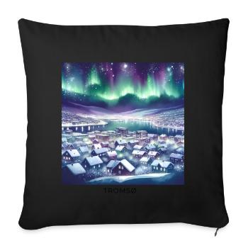 Tromsø Winterlandschaft Skandinavien Norwegen - Sofakissenbezug 45 x 45 cm - Schwarz - Vorne