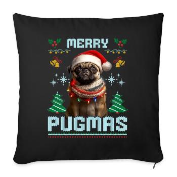 Ugly Christmas Pug Merry Pugmas Partner - Sofa pillowcase 17,3'' x 17,3'' (45 x 45 cm) - black - Front