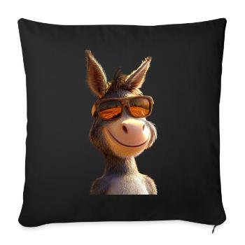 Esel Hausesel Donkey Reiten Stall Liebe Süßer Esel - Sofakissenbezug 45 x 45 cm - Schwarz - Vorne