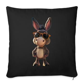 Esel Hausesel Donkey Reiten Stall Liebe Süßer Esel - Sofakissenbezug 45 x 45 cm - Schwarz - Vorne