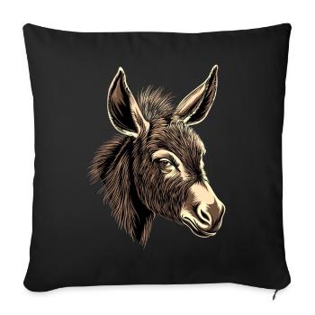 Esel Hausesel Donkey Reiten Stall Liebe Süßer Esel - Sofakissenbezug 45 x 45 cm - Schwarz - Vorne