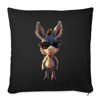 Esel Hausesel Donkey Reiten Stall Liebe Süßer Esel - Sofakissenbezug 45 x 45 cm - Schwarz - Vorne