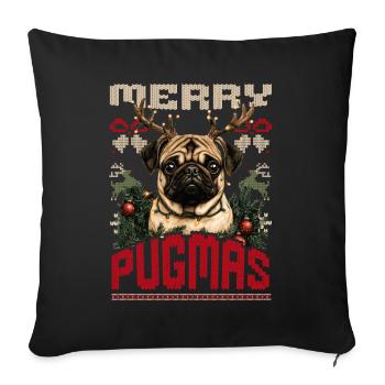Pug Ugly Christmas Sweater Merry Pugmas Style - Sofa pillowcase 17,3'' x 17,3'' (45 x 45 cm) - black - Front
