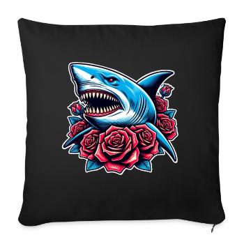 Shark Roses - Sofa pillowcase 17,3'' x 17,3'' (45 x 45 cm) - black - Front