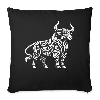 Taureau tribal - Housse de coussin décorative 45 x 45 cm - noir - Devant