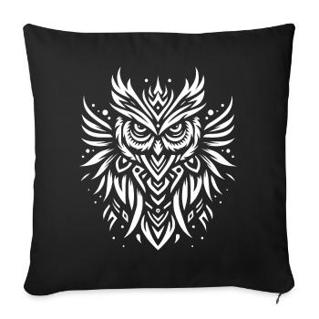 Grand-duc d'Amérique tribal - Housse de coussin décorative 45 x 45 cm - noir - Devant