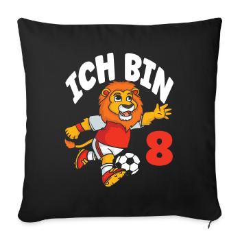 Funny Lion Football I'm 8 Children's Birthday - Sofa pillowcase 17,3'' x 17,3'' (45 x 45 cm) - black - Front