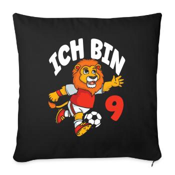 Funny Lion Football I'm 9 Children's Birthday - Sofa pillowcase 17,3'' x 17,3'' (45 x 45 cm) - black - Front