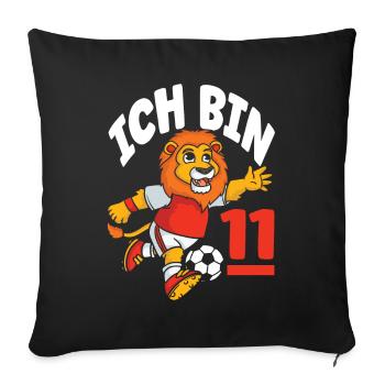 Funny Lion Football I'm 11 Children's Birthday - Sofa pillowcase 17,3'' x 17,3'' (45 x 45 cm) - black - Front