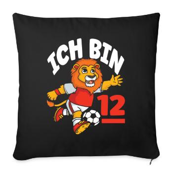 Funny Lion Football I'm 12 Children's Birthday - Sofa pillowcase 17,3'' x 17,3'' (45 x 45 cm) - black - Front