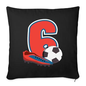 Fête d’anniversaire des enfants de football de 6 ans - Housse de coussin décorative 45 x 45 cm - noir - Devant