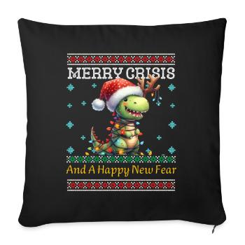 Weihnachten Merry Crisis Dino Ugly Christmas - Housse de coussin décorative 45 x 45 cm - noir - Devant