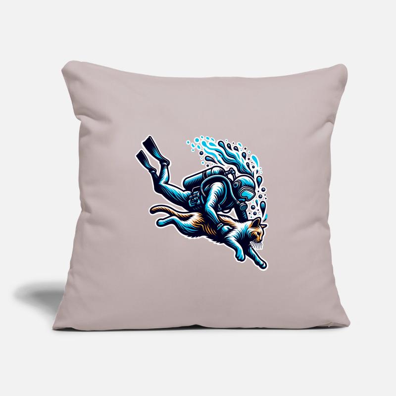 Plongée Plongeur Chat Housse de coussin décorative 45 x 45 cm