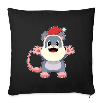 Mouse Christmas Santa Claus - Sofa pillowcase 17,3'' x 17,3'' (45 x 45 cm) - black - Front